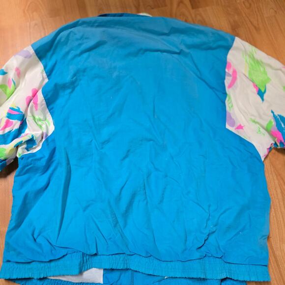 Vintage Isle Plus Track Set Womens 1X Plus Blue Floral Windbreaker Jacket 80s - Picture 7 of 16